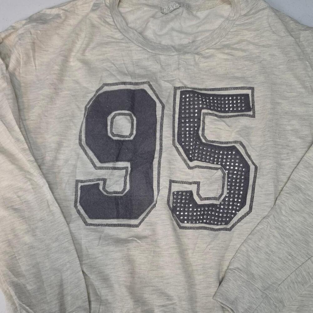 Gray 95 rhinestone sweatshirt womens